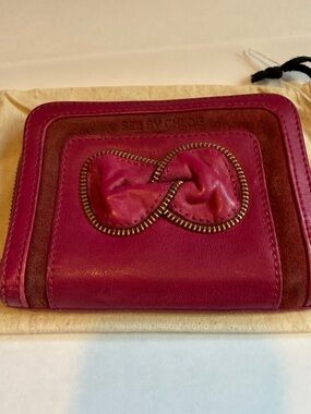 See by Chloé Rosita Zip Around Wallet Pink Leather Bow & Suede Accent